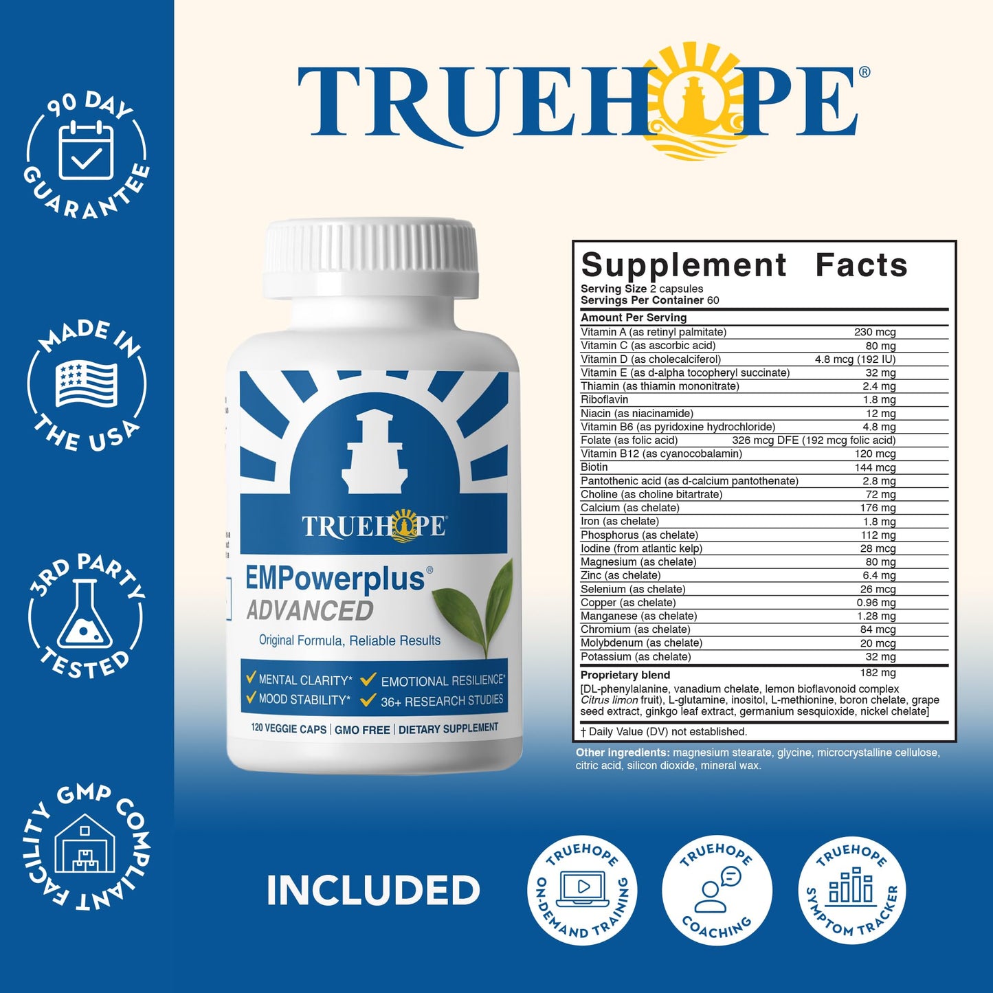 Truehope EMPowerplus Advanced Multivitamin for Women & Men - Broad-Spectrum Multivitamins & Chelated Minerals | 1000% Better Absorption | 37 Research Studies & 28 Years of Success | 30 Day Supply TruehopeBuy Supplements Australia