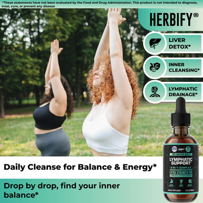 HERBIFY Lymphatic Drainage Drops for Liver Detox & Immune Support - Lymph System Support Drops - Detox Cleanse - 30 Days Supply - 2 Fl Oz Made in USA HERBIFY buy supplements Au