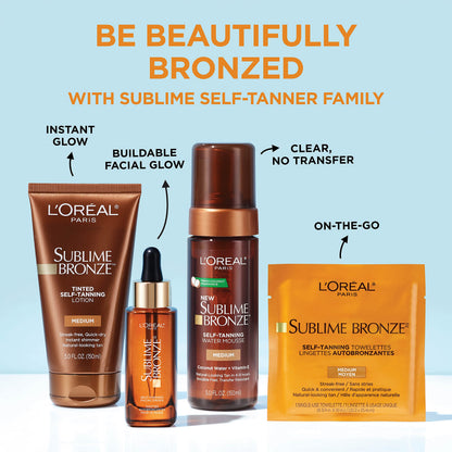 L'Oreal Paris Sublime Bronze Self Tanning Towelettes, Streak-Free, Natural Looking Tan, 6 ct