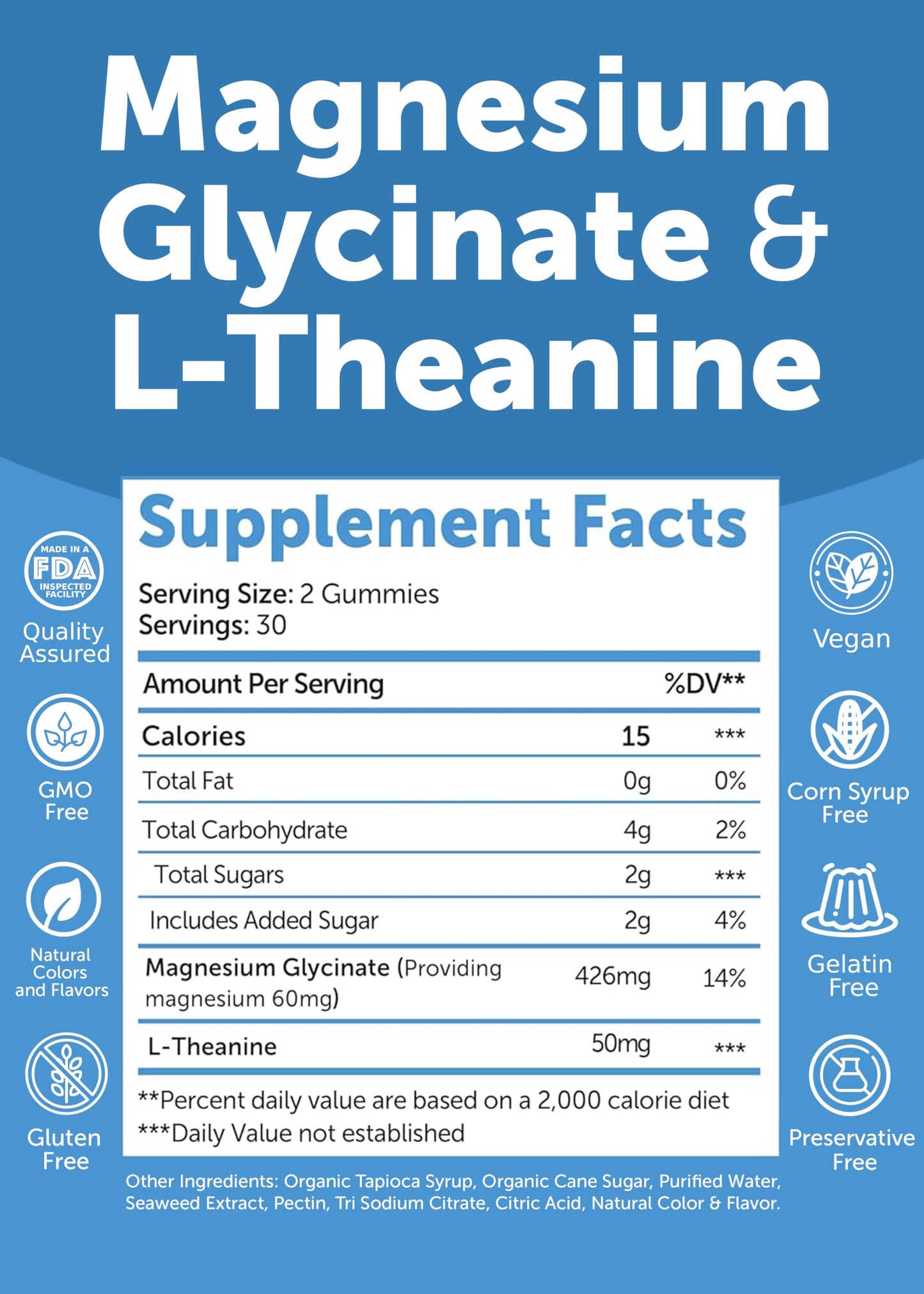 Lunakai USA Made Magnesium Glycinate Gummies with L-Theanine for Kids & Adults – 420mg Magnesium Supplement for Calm, Sleep & Stress Support, 60ct LunakaiBuy Supplements Australia