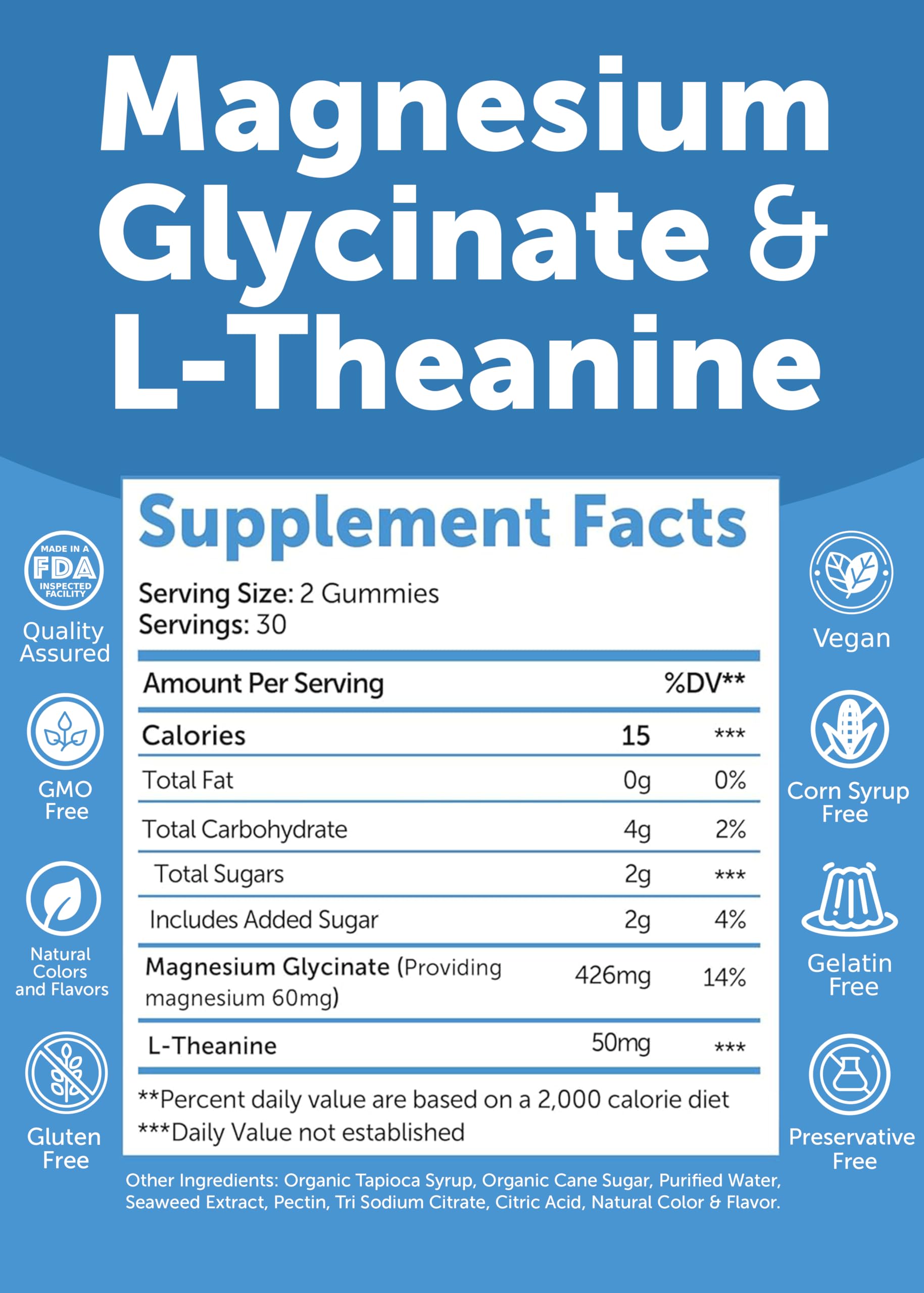 Lunakai USA Made Magnesium Glycinate Gummies with L-Theanine for Kids & Adults – 420mg Magnesium Supplement for Calm, Sleep & Stress Support, 60ct LunakaiBuy Supplements Australia