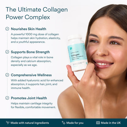 Bettervits Collagen Peptides Complex with Hyaluronic Acid & Turmeric | Hydrolyzed Marine Collagen Supplements for Women & Men | Collagen with Vitamin C
