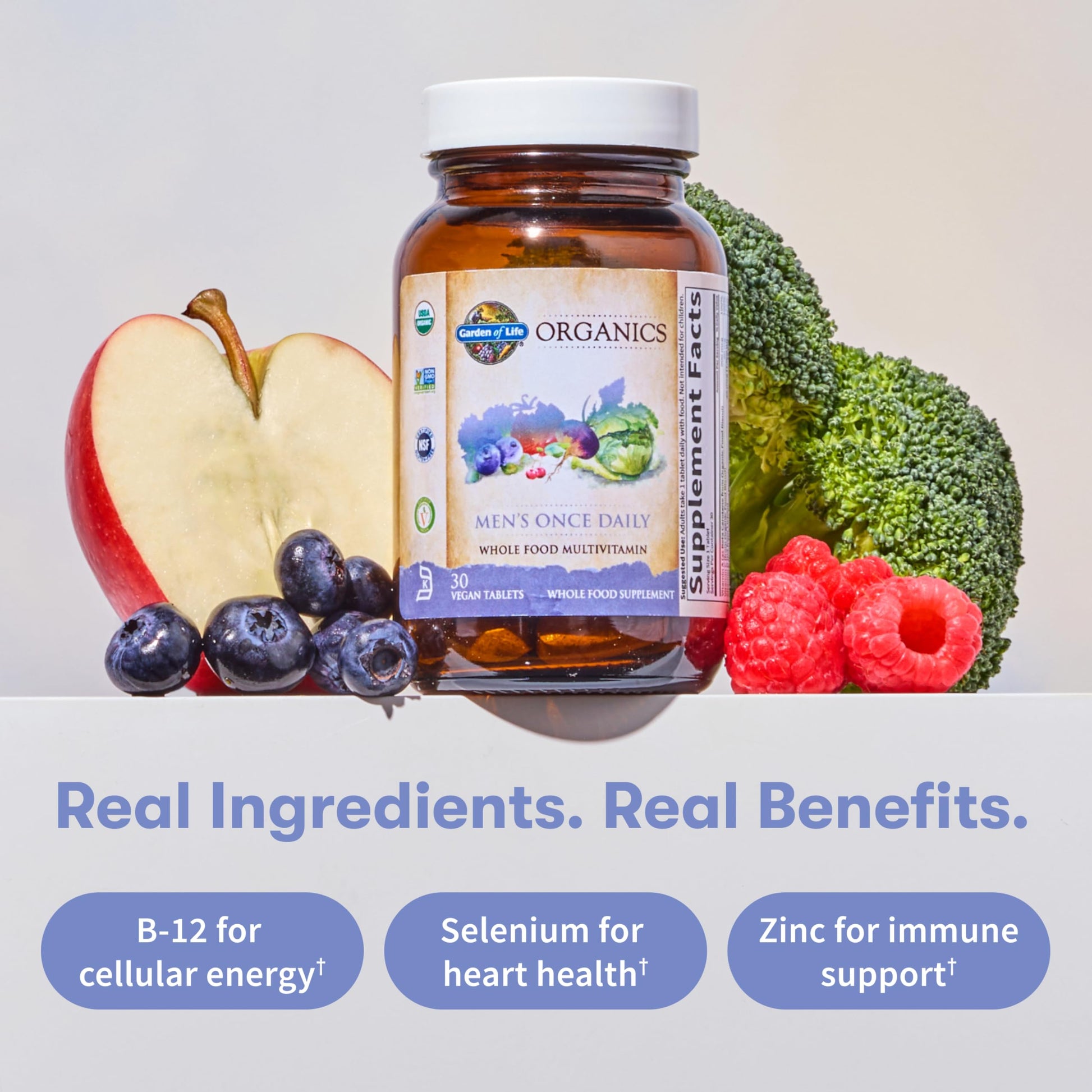 Garden of Life Once Daily Whole Food Multivitamin for Men, Organic Mens Vitamins & Minerals, Vitamin C, Zinc, Vegan, for Health & Well-Being, 60 Tablets Garden of Life buy supplements Au