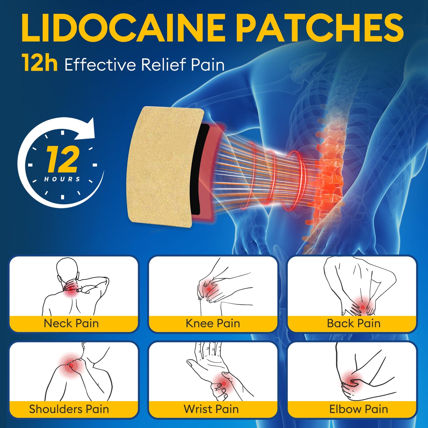 SZLGANG 4% Lidocaine Pain Relief Patches - (Large, 35, Count) Maximum Strength Relief for Back, Neck, Shoulder, Joint & Muscle Pain, 3.9”x 5.5”-03277 SZLGANGBuy Supplements Australia