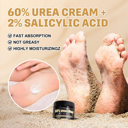 Clyecfra 60% Urea Cream with 2% Salicylic Acid, Urea Cream 60 Percent for Feet & Hands- Maximum Strength Moisturizer for Rough, Dry, Thick & Cracked Skin, Callus Remover, Deep Hydration, 150g