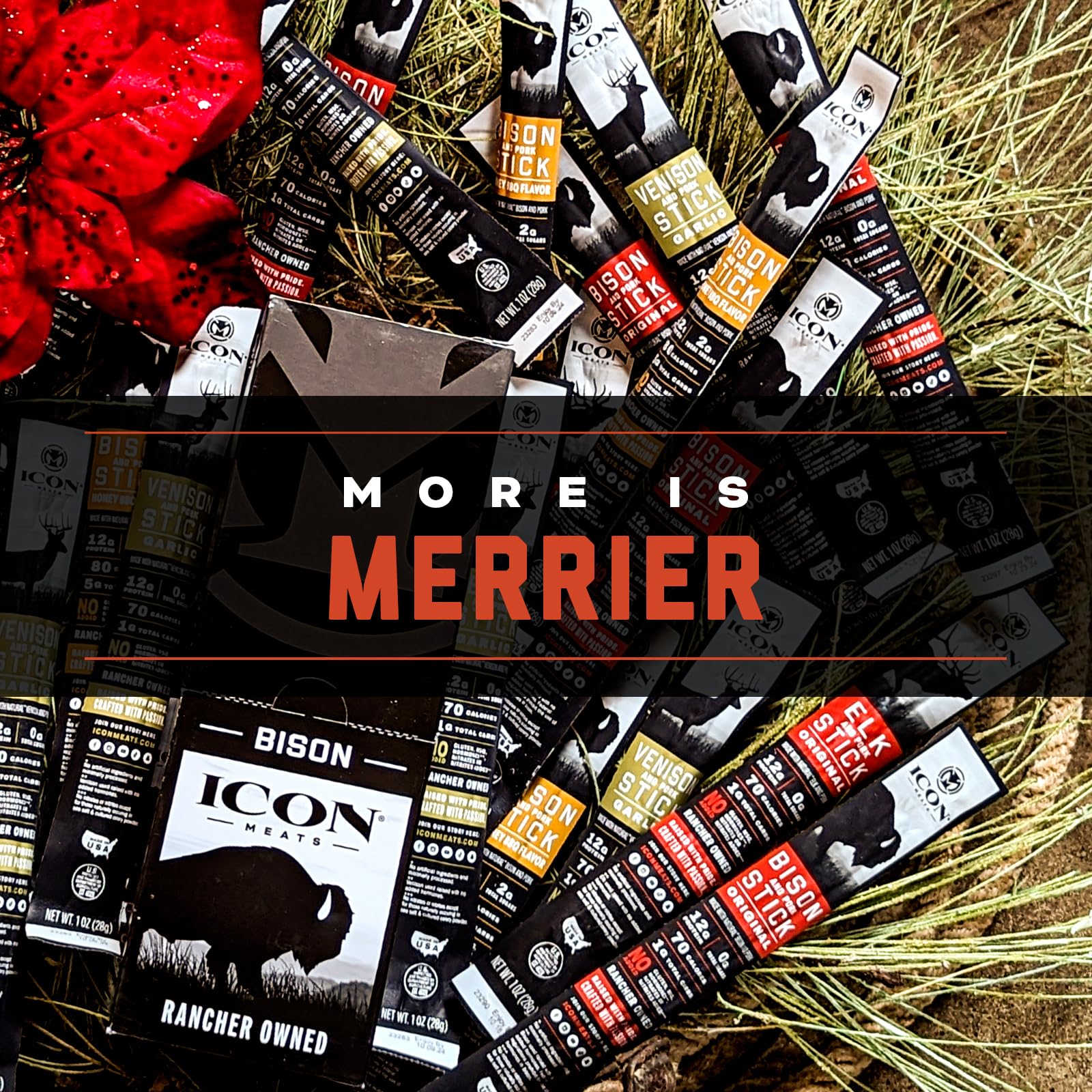 ICON Meats Bison and Pork Snack Sticks, Original Flavor, 24 Pack of High Protein Snacks, Sugar Free, Natural Jerky Meat Sticks, Gluten Free, USDA Inspected, Made in USA, Gifts for Him ICON buy supplements Au