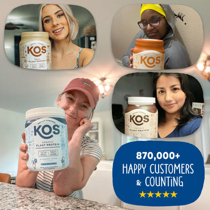 KOS Plant Based Protein Powder, Blueberry Muffin - Organic Pea Protein Superfood with Spirulina and Immune Support Blend. Soy, Gluten, Dairy Free - Vegan Meal Replacement for Women & Men - 15 Servings KOS buy supplements Au