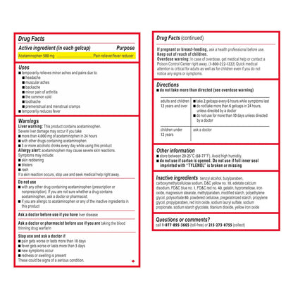 Tylenol Extra Strength Acetaminophen Rapid Release Gels, Fast, Strong Pain Relief, Fever Reducer Medicine, 500 mg Gelcaps with Laser‑Drilled Holes for Fast Release, Value Size, 225 Count TylenolBuy Supplements Australia