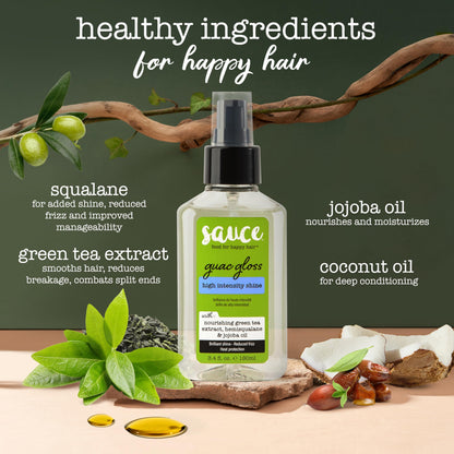 SAUCE BEAUTY Guac Hair Gloss, 3 Fl Oz High Intensity Shine, Jojoba Oil, Green Tea Extract & Squalane to Smooth, Boost Shine & Control Frizz for Sleeker, Softer, More Manageable Hair, Vegan Formula SAUCE BEAUTYBuy Supplements Australia