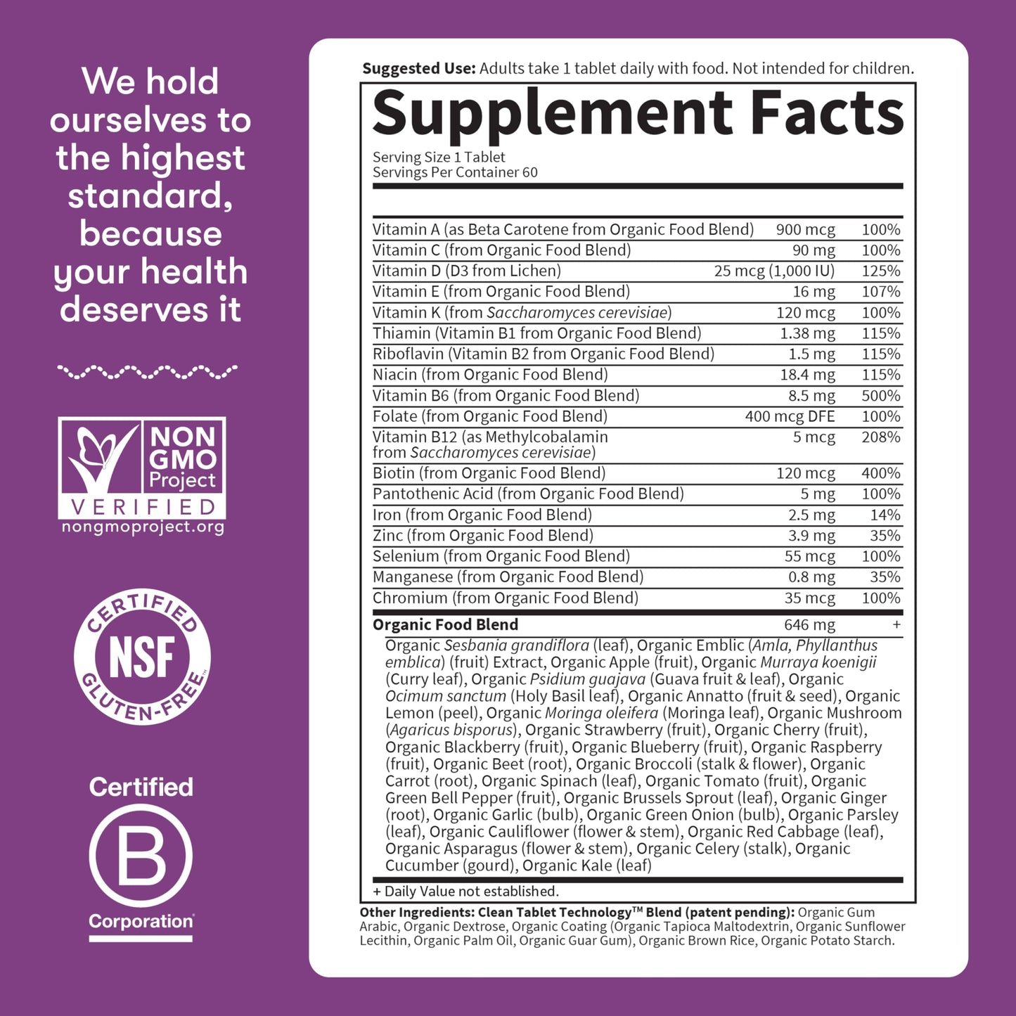 Garden of Life Organics Multivitamin for Women - Women's Once Daily Multi - Whole Food Multi with Iron, Biotin, Vegan Organic Womens Multivitamin for Health