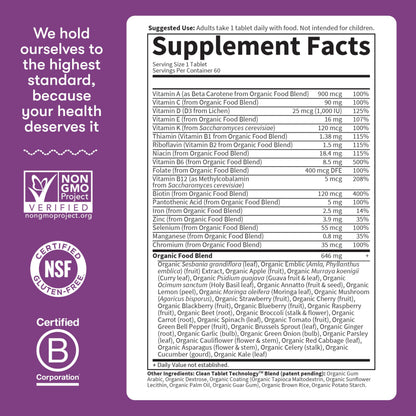 Garden of Life Organics Multivitamin for Women - Women's Once Daily Multi - Whole Food Multi with Iron, Biotin, Vegan Organic Womens Multivitamin for Health, Energy Hair Skin and Nails, 60 Tablets Garden of Life buy supplements Au