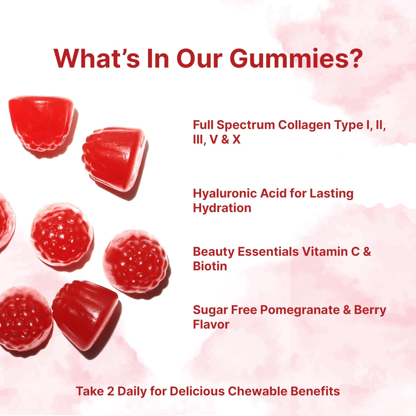 Micro Ingredients Multi Collagen Peptides, 120 Collagen Gummies | Type I,II,III,V,X Protein with Biotin, Hyaluronic Acid, & Vitamin C Complex | Pomegranate & Berry Flavored