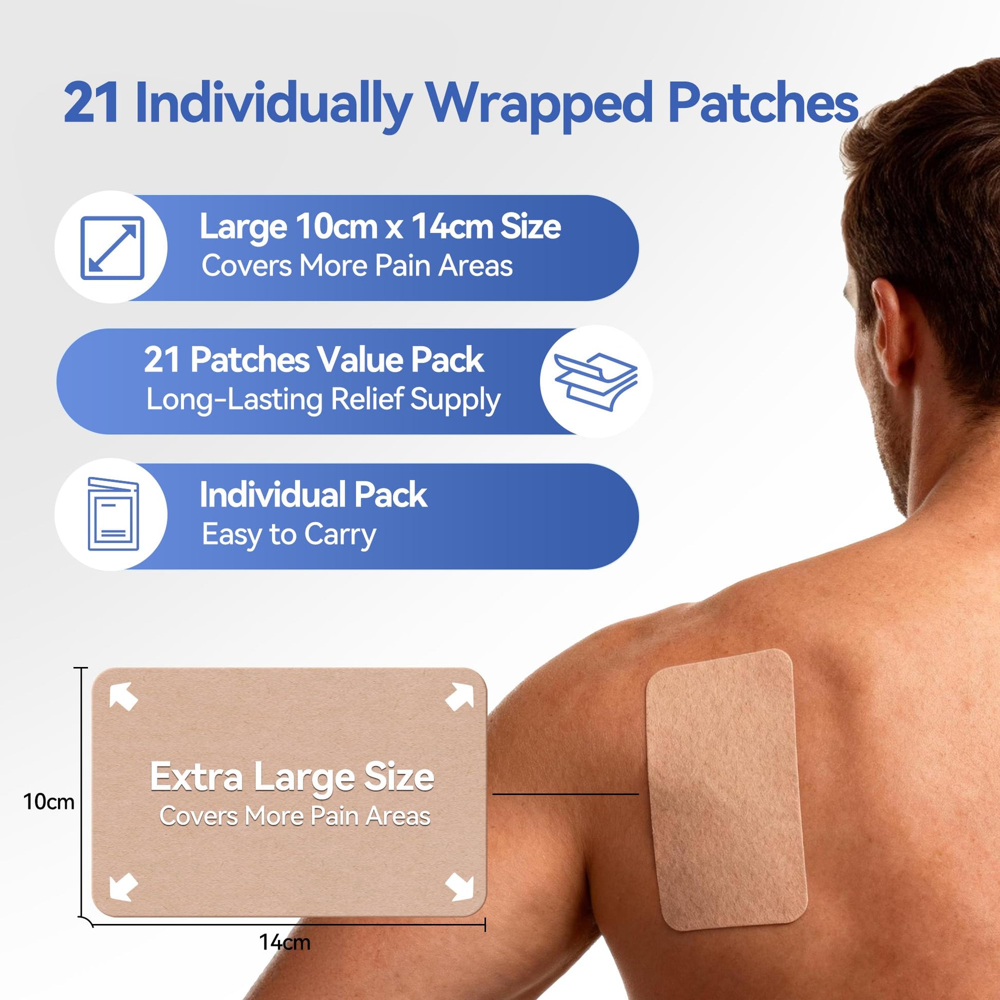 CARELAND 4% Lidocaine Patches Maximum Strength, 21 Count (10cm x 14cm) - OTC Pain Relief Patches with Stronger Adhesion for Back, Shoulder, Knee, Large Size CARELANDBuy Supplements Australia