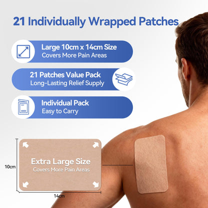 CARELAND 4% Lidocaine Patches Maximum Strength, 21 Count (10cm x 14cm) - OTC Pain Relief Patches with Stronger Adhesion for Back, Shoulder, Knee, Large Size CARELANDBuy Supplements Australia