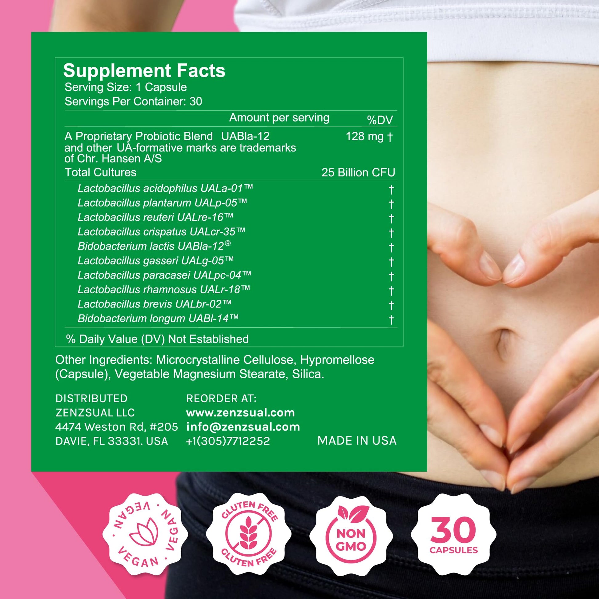ZENZSUAL Zenbiotic Probiotics Support for Women – 25 Billion CFU, Vaginal Health & pH Balance Support, Odor & Yeast Control, Gut & Digestive Health, Urinary Comfort, Hormone Balance, 30 Vegan Capsules ZENZSUAL buy supplements Au
