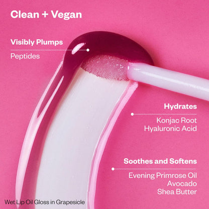 Kosas Wet Lip Oil Gloss – Plumping Peptide Lip Treatment Gloss in Sheer Pinkish Lavender, Hydrating with Hyaluronic Acid, Peptides & Plant Oils, Non-Sticky, Vegan, Clean Beauty (Grapesicle) 0.15 oz Kosas buy supplements Au