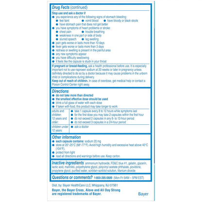 Aleve Liquid Capsules, Naproxen Sodium Capsules 220 mg (NSAID), Pain Reliever/Fever Reducer, Fast Pain Relief, 120 Count AleveBuy Supplements Australia