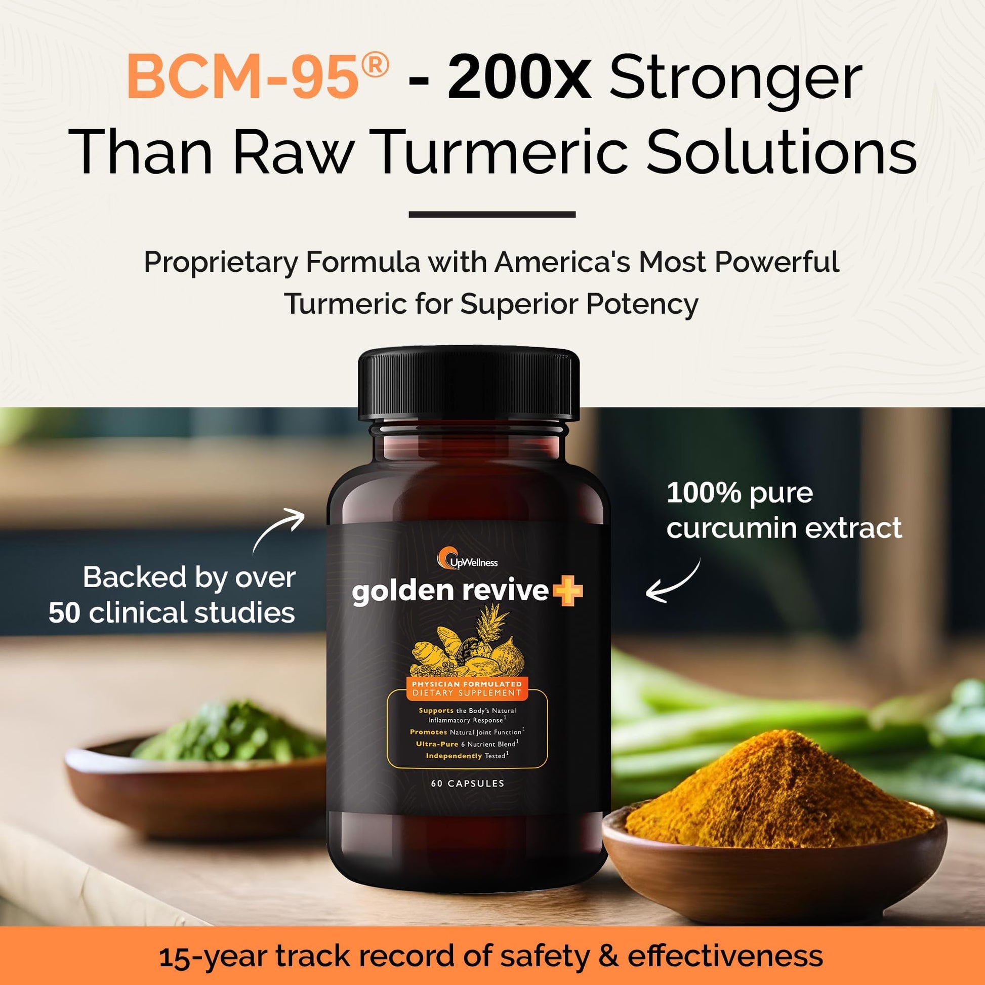 UpWellness Golden Revive + Joint Support Supplement Featuring Turmeric with Black Pepper, Quercetin, and Magnesium- Turmeric Boswellia Supplement - 6 Active Ingredients for Joint Care - 60 Capsules UpWellnessBuy Supplements Australia