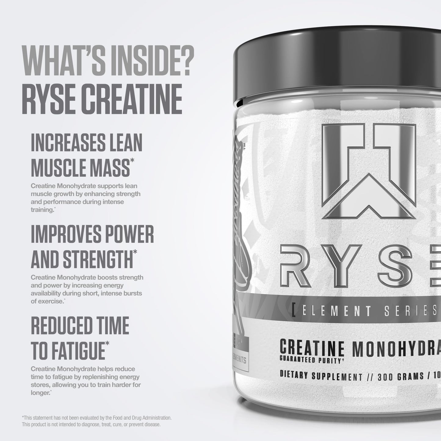 RYSE Creatine Monohydrate Powder - Unflavored - Supports Men & Women Lean Muscle Growth, Strength, Power, and Endurance - Helps Reduce Fatigue