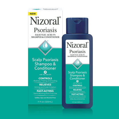Nizoral Psoriasis Shampoo & Conditioner, 11 Oz, Gentle Scalp Treatment, Relieves Itching and Flaking, Redness and Scaling Effective Scalp Psoriasis Shampoo