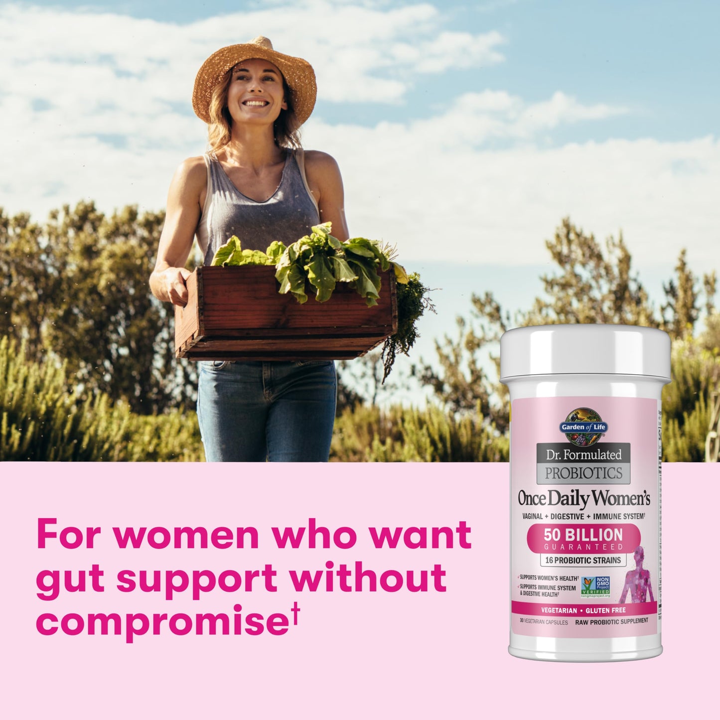Garden of Life Once Daily Dr. Formulated Probiotics for Women 50 Billion CFU 16 Probiotic Strains with Organic Prebiotics for Digestive, Vaginal & Immune Health, Dairy Free, Shelf Stable 30 Capsules Garden of Life buy supplements Au