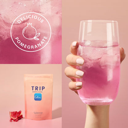 TRIP Magnesium Glycinate Powder with L-Theanine & Lion’s Mane, Sugar Free Magnesium Supplement for Adults, 250mg Magnesium per Drink Mix Serving, Pomegranate Orange Blossom, 1 Bag - 30 Servings TRIPBuy Supplements Australia