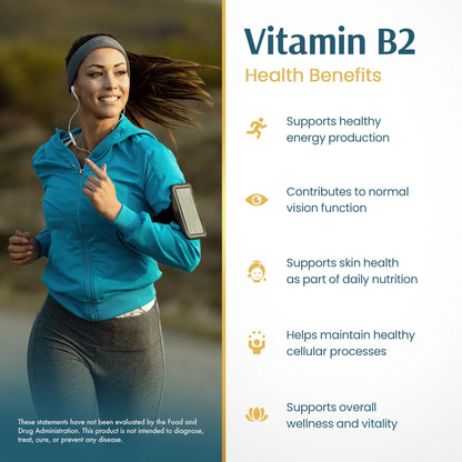 Vykee Nutrition Vitamin B2 Riboflavin Drops - Liquid B2 Supplement for Energy Metabolism, Cellular Function and Vision Support - Vegan, Non-GMO, Gluten-Free