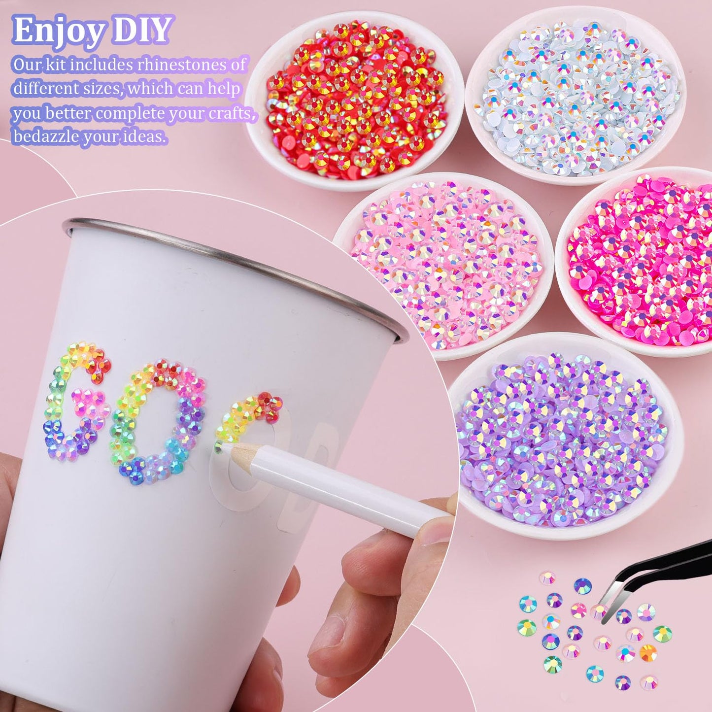 34000Pcs Resin Jelly Rhinestones for Bedazzling, Multicolor 3mm Flatback Gems