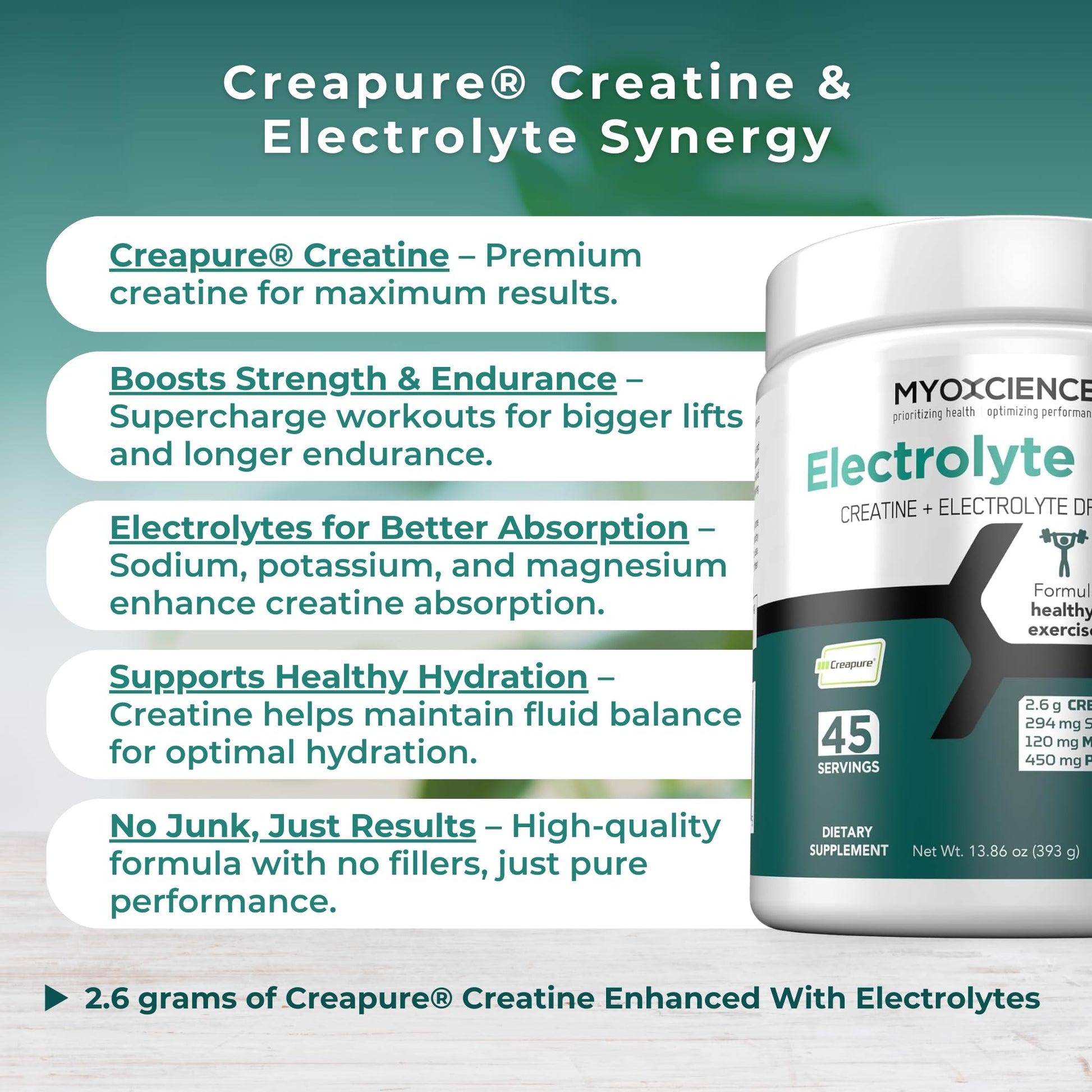 MYOXCIENCE Electrolyte STIX | Creatine Electrolyte Powder | Recovery from Exercise & Muscle Development w/Real Salt (Unflavored) (Jar 45 ct) MYOXCIENCE buy supplements Au