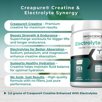 MYOXCIENCE Electrolyte STIX | Creatine Electrolyte Powder | Recovery from Exercise & Muscle Development w/Real Salt (Unflavored) (Jar 45 ct) MYOXCIENCE buy supplements Au