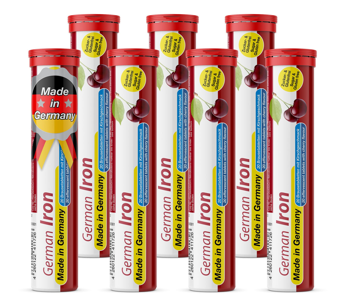 T&D German Iron 14 mg - 140 Vegan Drink Effervescent Tablets - Cherry Flavor - Made in Germany T&D buy supplements Au