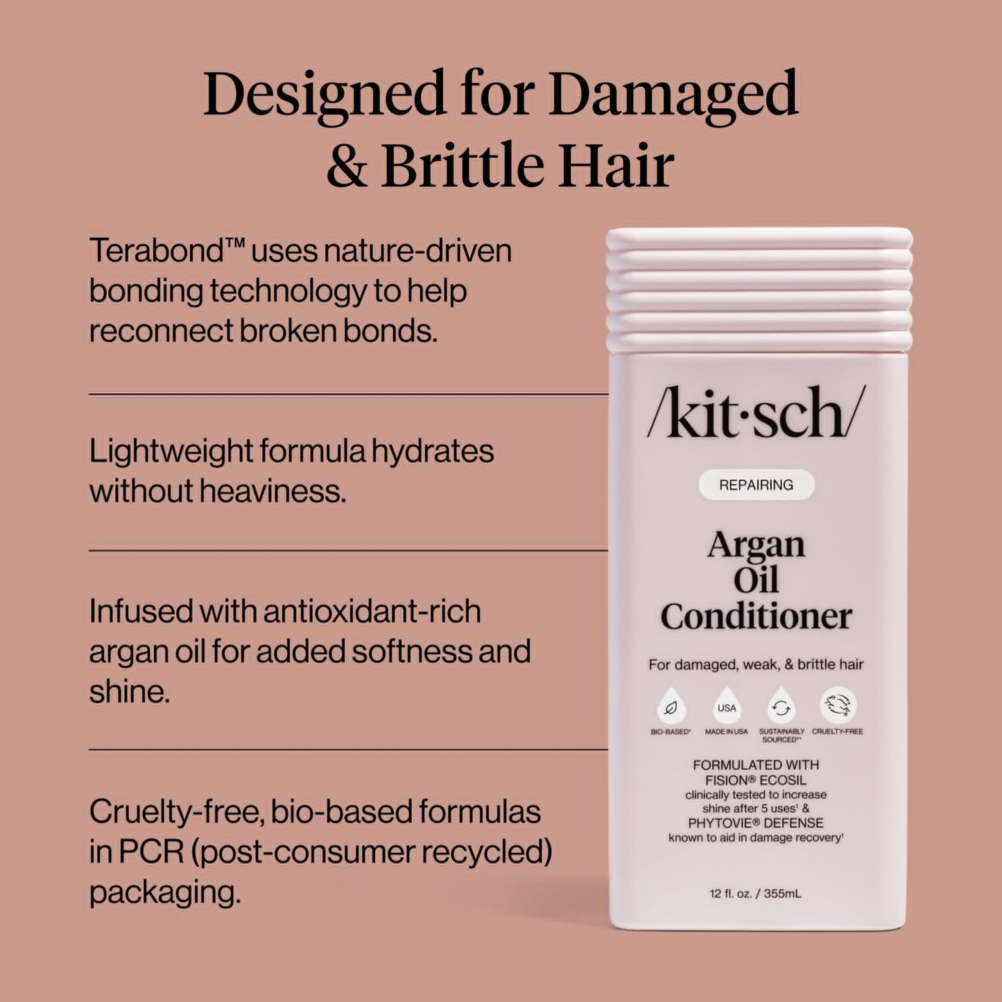 Kitsch Repairing Argan Oil Liquid Conditioner for Women & Men – Argan Oil for Hair, For Shine, Smoothness & Damage Recovery, Hair Repair – Clean, Color-Safe Hair Care - 12.3 oz KitschBuy Supplements Australia