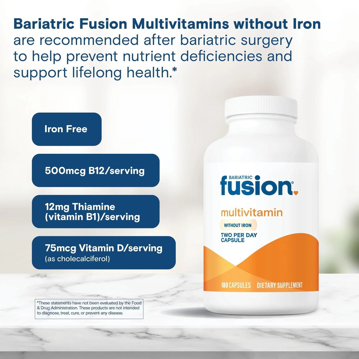 Bariatric Fusion Bariatric Multivitamin Without Iron | Post Bariatric Surgery Patients | Iron Free Bariatric Vitamin Bariatric Fusion