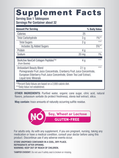 NeoCell Advanced Liquid Collagen | 4000 mg | Pomegranate and Fruit Juice Concentrates | for Women and Men | 16 fl oz