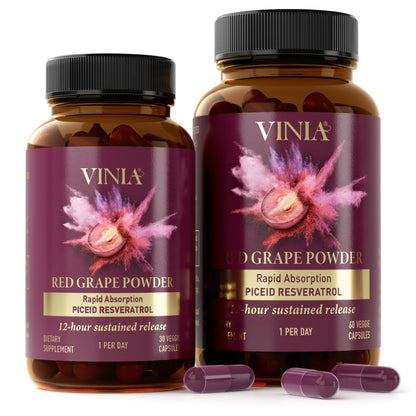 VINIA Piceid Resveratrol Supplement Capsules. Increases Blood Flow and Nitric Oxide. Blood Pressure and Heart Health Support