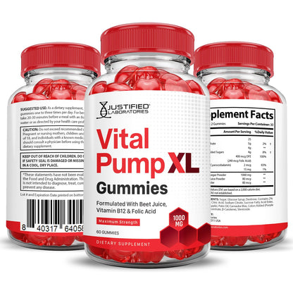 Justified Laboratories (5 Pack) Vital Pump XL Performance Gummies 1000MG Advanced Formula Vital PumpXL Formulated with Beet Juice ACV Pomegranate Beet Powder B12 Vegan Non GMO 300 Gummys Justified Laboratories buy supplements Au