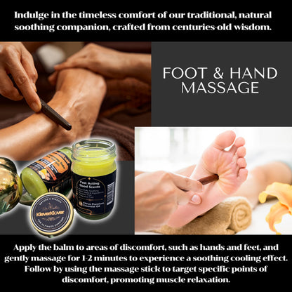 KleverKlover Back and Neck Aromatherapy Balm Ultra Strength for Healing Sore Muscle & Joint After Workout or Yoga - Plai Oil - Preservative Free- Citrus Scent + Free Massage Reflexology Wooden Stick KleverKloverBuy Supplements Australia