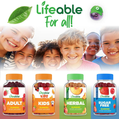 Lifeable Kids Multivitamin Gummies | Great Tasting Multivitamin for Kids | with Vitamins A, C, D, E, B6, B12, Zinc, Biotin Lifeable
