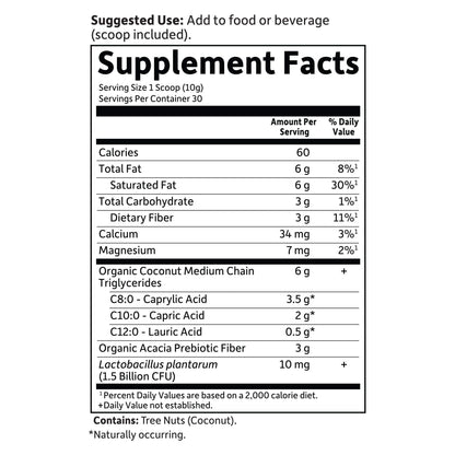 Garden of Life Dr. Formulated Keto Organic MCT Powder - 30 Servings, 6g MCTs from Coconuts plus Prebiotic Fiber & Probiotics