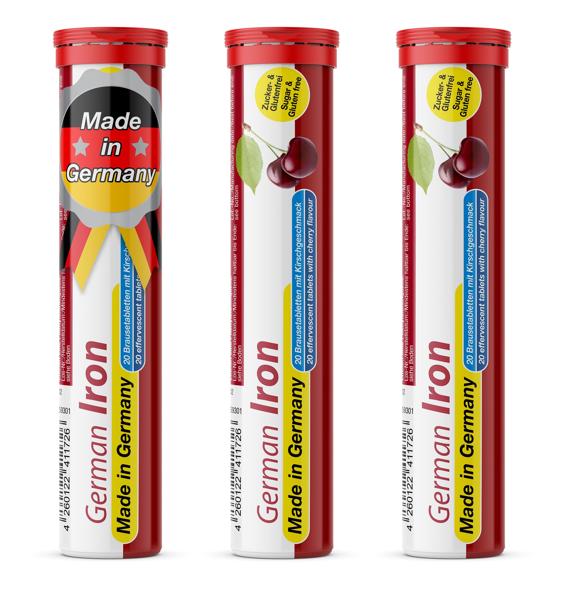 T&D German Iron 14 mg - 60 Vegan Drink Effervescent Tablets - Cherry Flavor - Made in Germany T&D buy supplements Au
