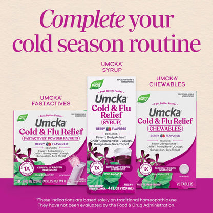 Nature’s Way Umcka Cold and Flu Relief Chewables, Non-Drowsy Multi-Symptom Relief, Homeopathic Cold Medicine & Remedy, Shortens & Reduces Severity of Colds, Berry-Flavored Cold & Flu Tablets, 20 Count Nature's Way buy supplements Au