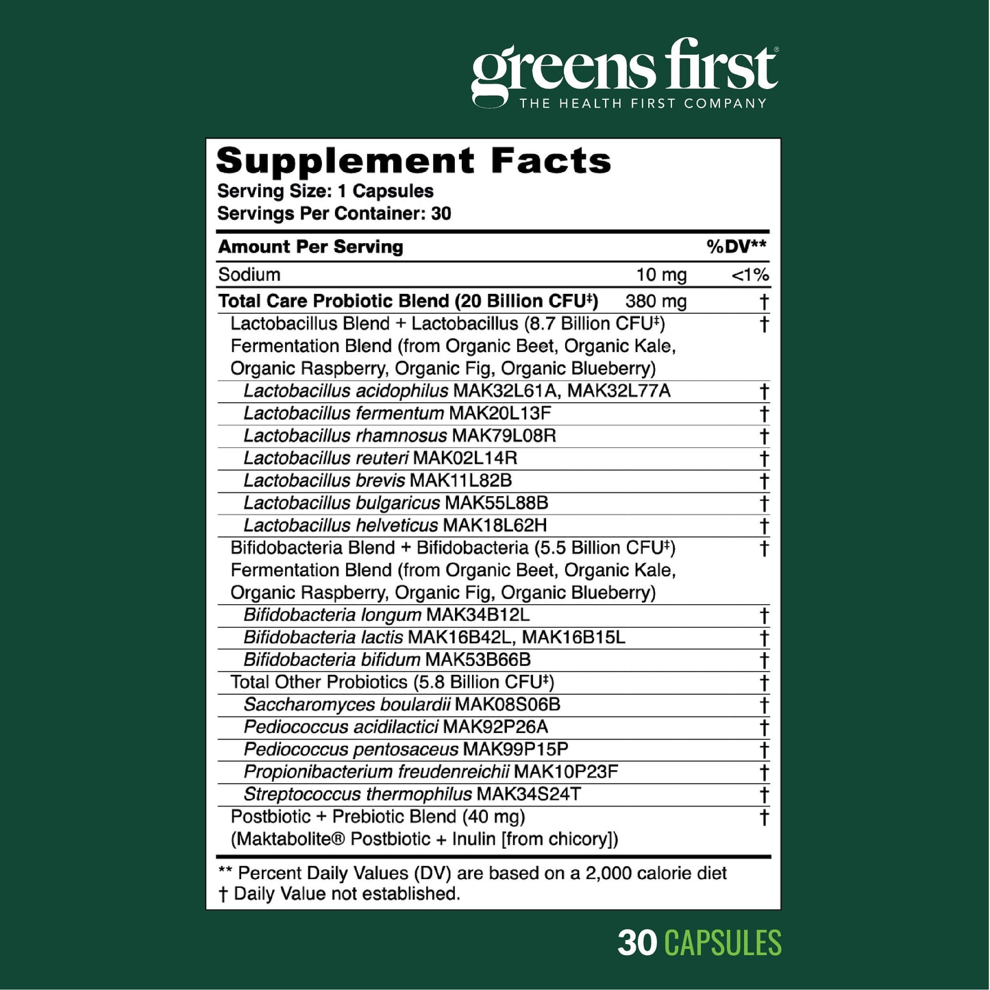 Greens First Women’s Health Probiotics - Probiotic for pH Balance - 20 Billion CFU - Support for Digestive, Immune & Vaginal Health Non-GMO/Gluten-Free/Dairy-Free/Soy-Free (30 Vegetable Capsules) Greens First buy supplements Au