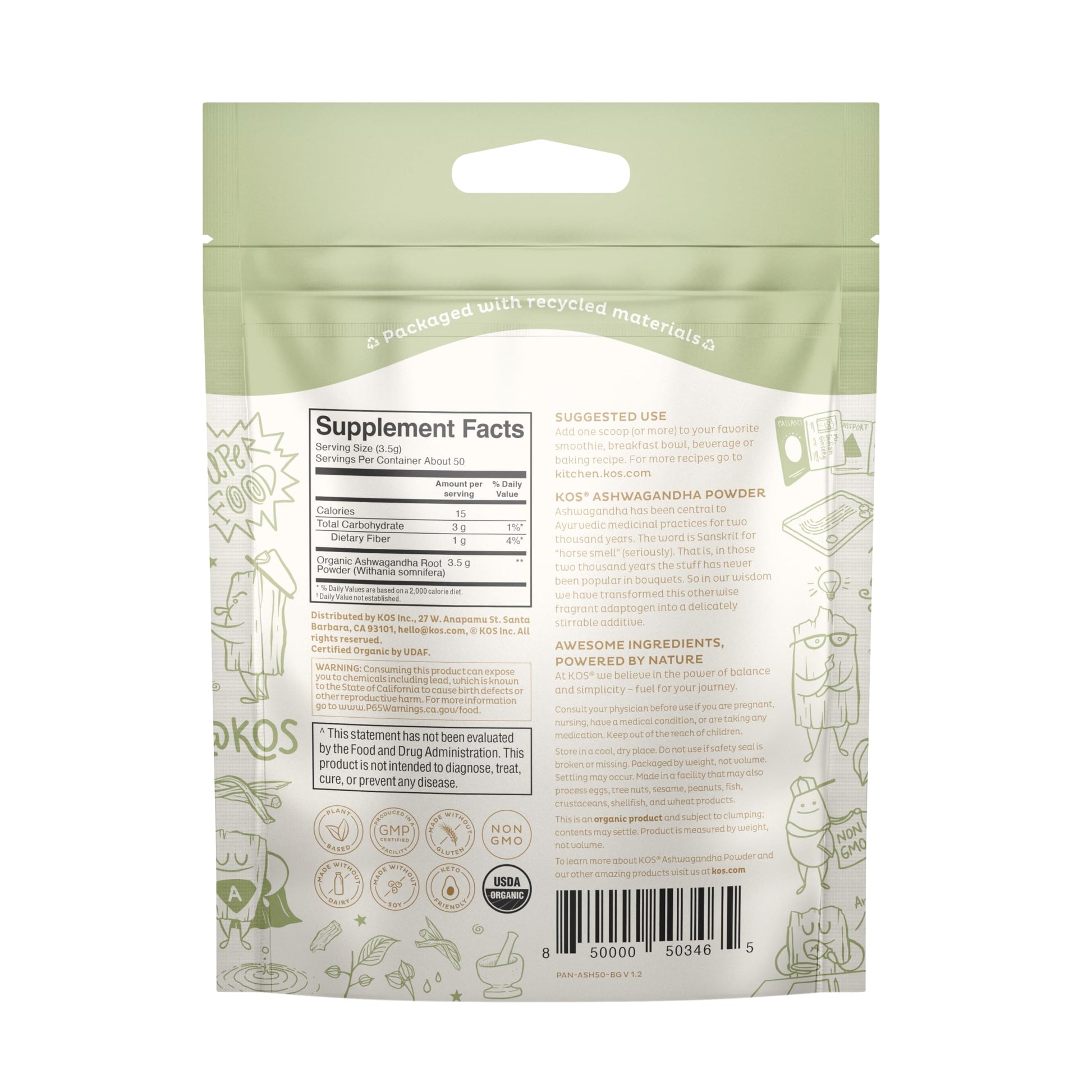 KOS Organic Ashwagandha Powder KOS buy supplements Au