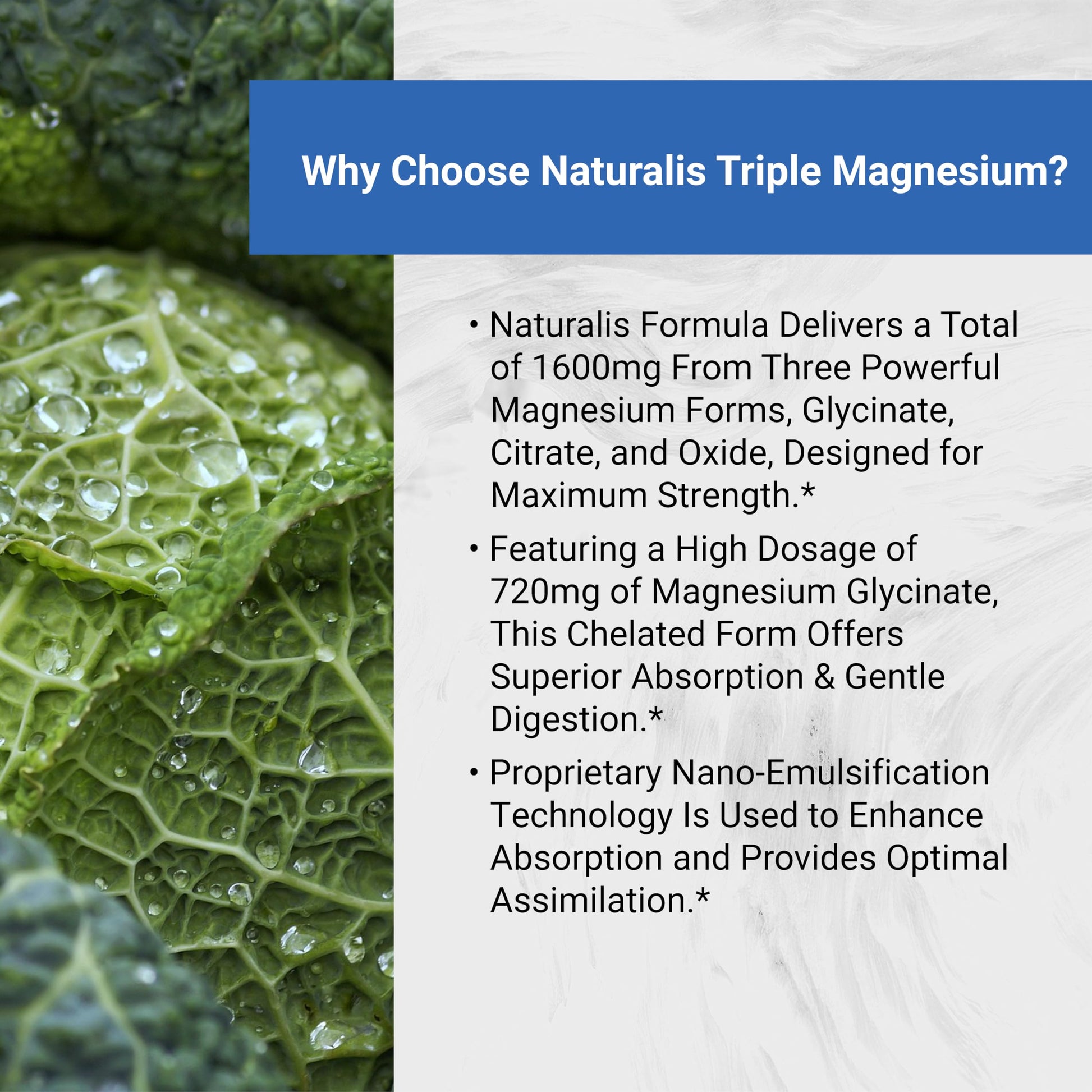 Naturalis Vegan Triple Magnesium Complex | Chelated Glycinate, Citrate & Oxide 1600mg Delivers 250mg Elemental Magnesium | Easily Absorbed for Stress, Muscle, Heart, Bone Support* | 60 Softgels Naturalis buy supplements Au