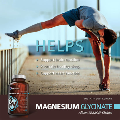 OmniBiotics Magnesium Glycinate Supplement – with 100% Pure Albion TRAACS Bisglycinate Chelate for Sleep, Muscle, Nerve & Heart Health – 120 Vegan Capsules OmniBioticsBuy Supplements Australia