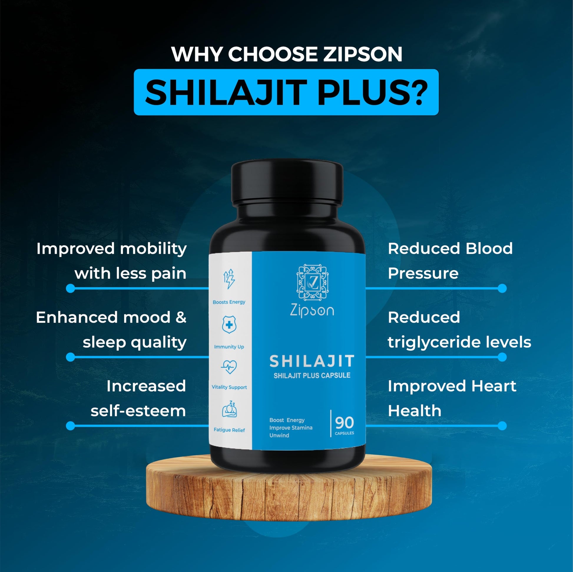 ZIPSON Shilajit for Men & Women | 90 Capsules | Himalayan Formula for Extra Power, Stamina & Immune Support | with Natural Fulvic Acid | Non-GMO | 500mg Per Serving ZIPSON buy supplements Au
