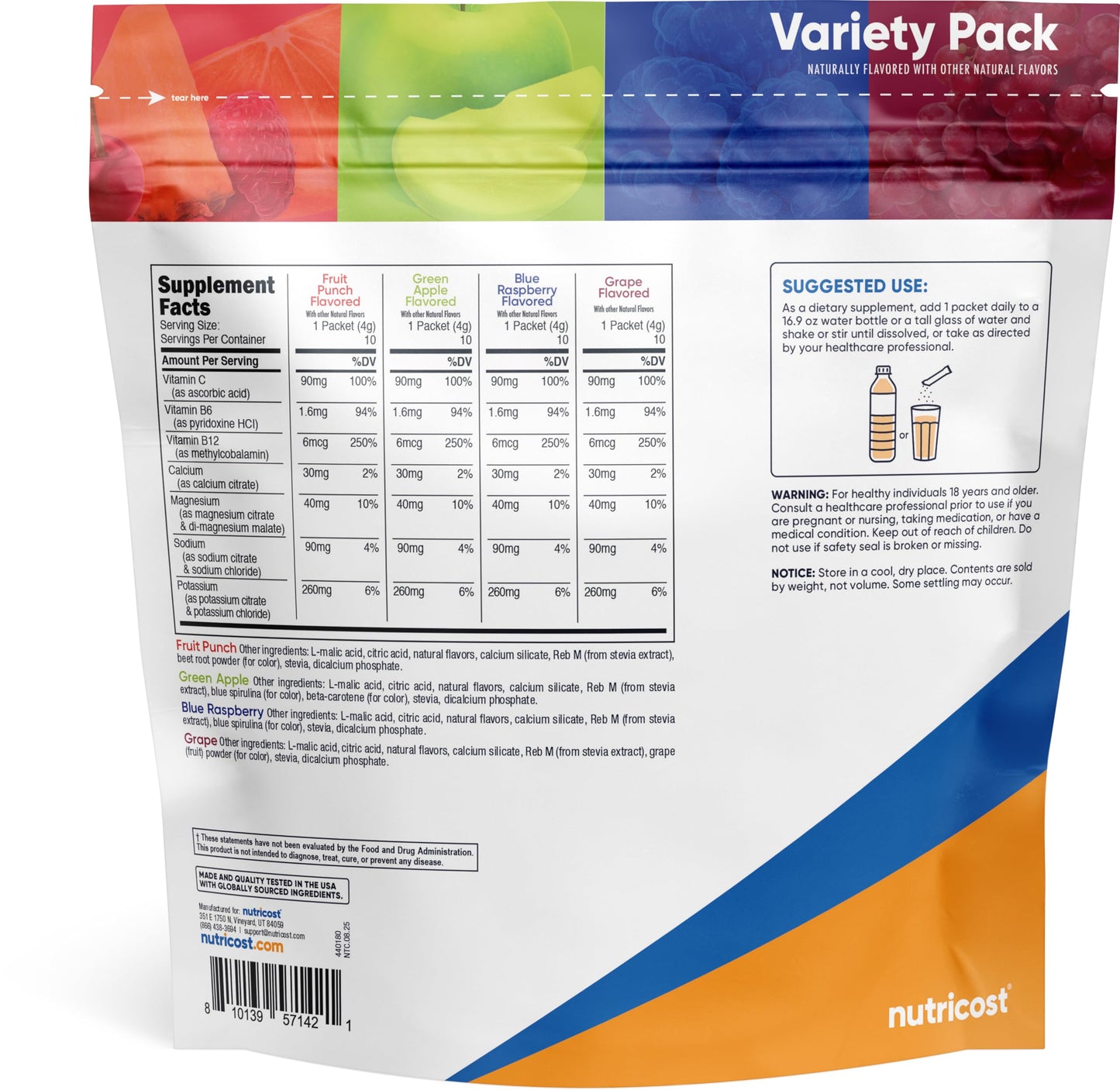 Nutricost Electrolytes Complex, Variety Pack Flavored, 40 Stickpacks - Advanced Hydration Complex