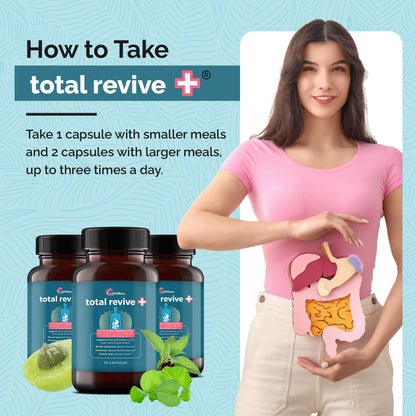 UpWellness Total Revive+ Digestive Enzymes - Broad-Spectrum Enzymes for Digestive Health - Supports Gut Health and Nutrient Absorption