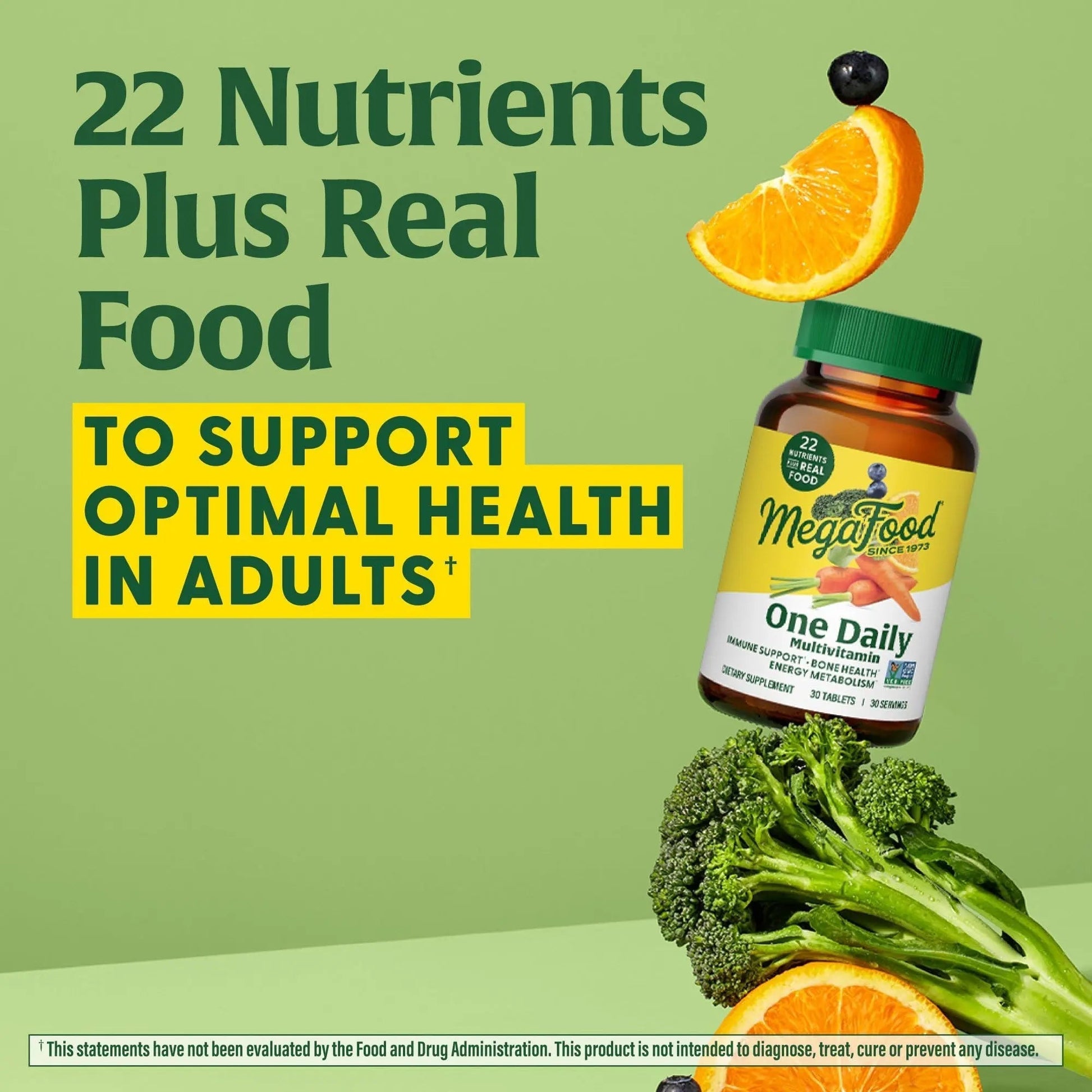 MegaFood One Daily Multivitamin for Women and Men, Immune Support Supplement with Real Food, Vitamin C & Vitamin B, Bone Health MegaFood