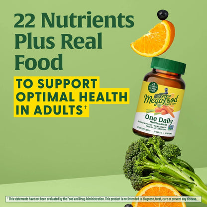 MegaFood One Daily Multivitamin for Women and Men, Immune Support Supplement with Real Food, Vitamin C & Vitamin B, Bone Health MegaFood
